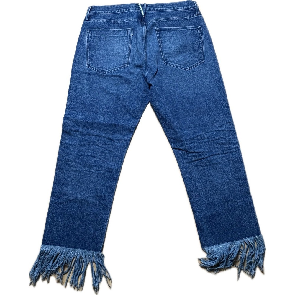 3x1 NYC Cropped Frayed Jeans Women Size 31 Medium Blue USA Made Fringe Boho Fun - Picture 7 of 10